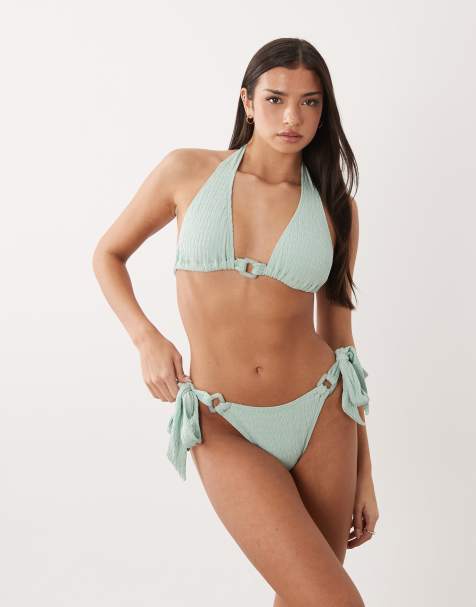 Braguitas de bikini verde espuma de mar anudadas a los laterales de South Beach - view 1