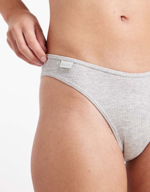 Braguitas gris jaspeado de estilo bikini de canalé de algodón de Cotton On, 3 de 4