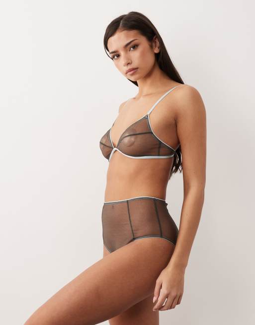 Conjunto de lencería gris de malla con ribete en contraste Emilia de ASOS DESIGN, 6 de 6
