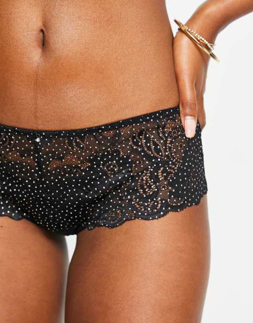 Braguitas negras tipo culotte de encaje Glitter de Gossard