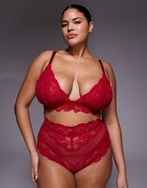 Conjunto de lencería rojo cereza de encaje Lola e ASOS DESIGN Curve, 5 de 5