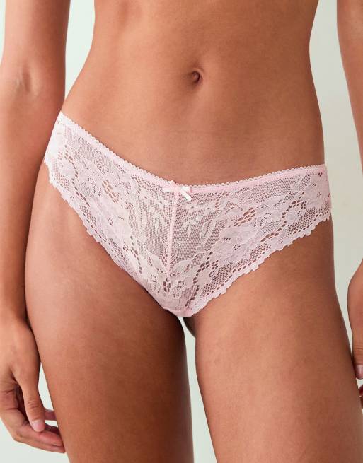 Braguitas rosa tinta de corte de bikini de encaje Everyday de Cotton On, 4 de 4