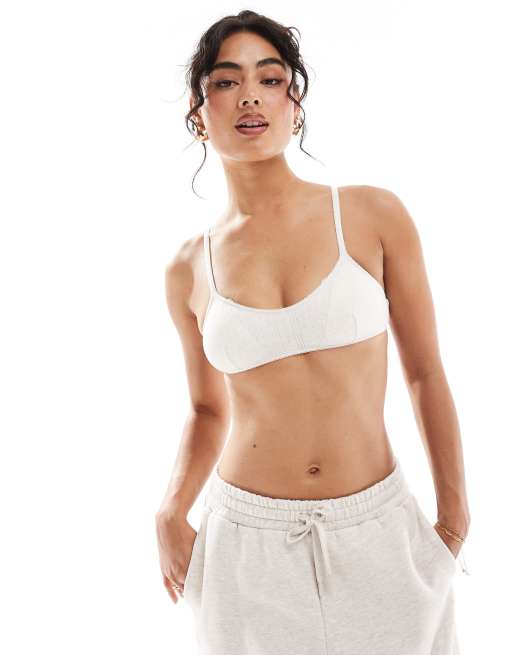 Bralette amarillo pastel con cuello ancho de punto pointelle de algodón de Cotton On, 4 de 4