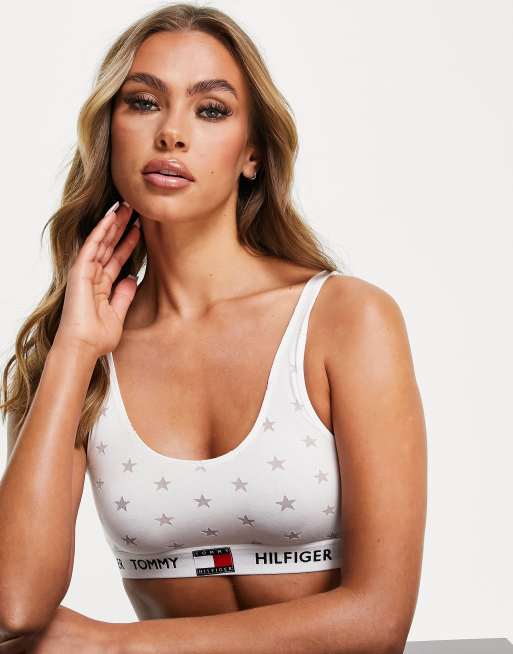 Bralette blanco con diseño de estrellas de devoré 85 de Tommy Hilfiger
