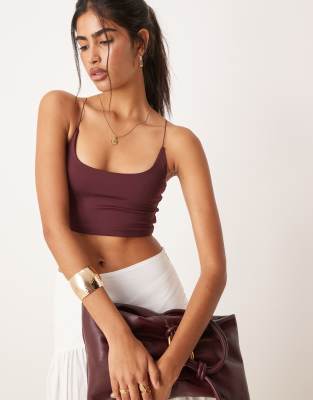 Bralette color ciruela de tirantes de poliamida de ASOS DESIGN - view 1