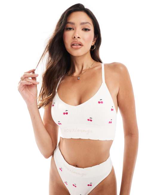 Bralette color marfil con cerezas bordadas de Boux Avenue