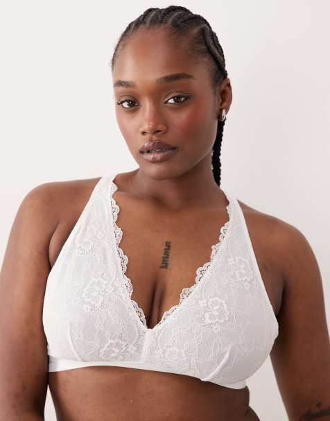 Bralette de novia de copas grandes blanco elástico de encaje de Lemonade Dolls - view 1