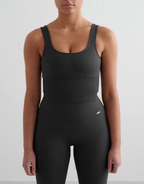 Bralette gris sombra moldeador sin costuras de canalé de Aim'n - view 1