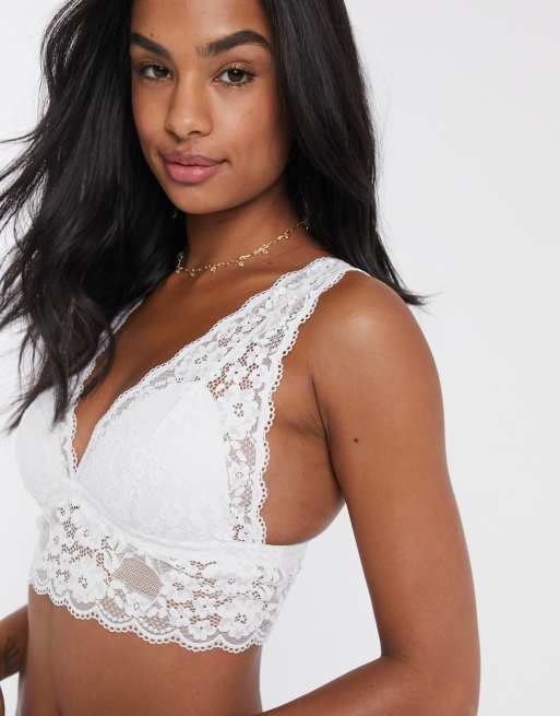 Love & Other Things longline bralette and thong set in white