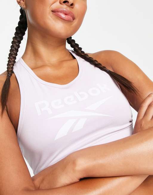 Bralette lila con logo grande de Reebok ASOS