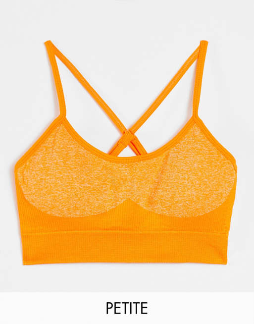 Bralette naranja mandarina deportivo con diseño en contraste sin costuras de Love & Other Things Petite