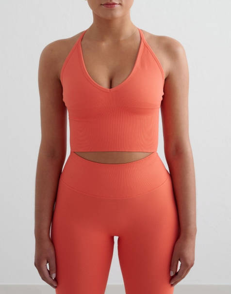 Bralette naranja mandarina moldeador con tirantes cruzados en la espalda sin costuras de Aim'n - view 1