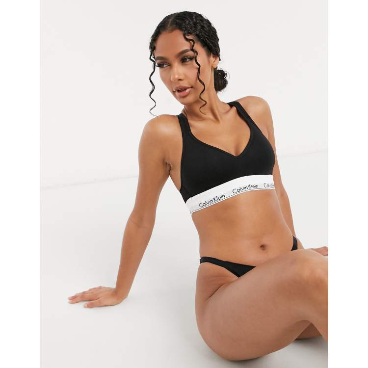 Bralette negro con forro ligero y logo Modern Cotton de Calvin