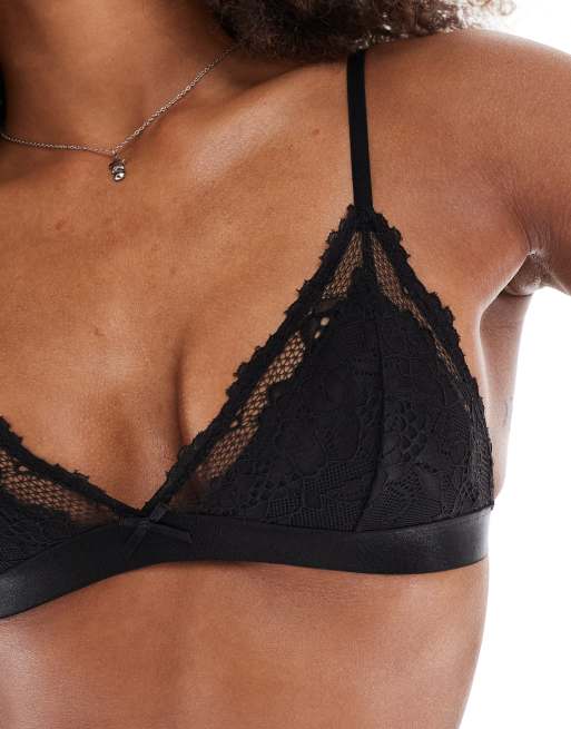 Bralette negro triangular con relleno de encaje Everyday de Cotton On, 2 de 4