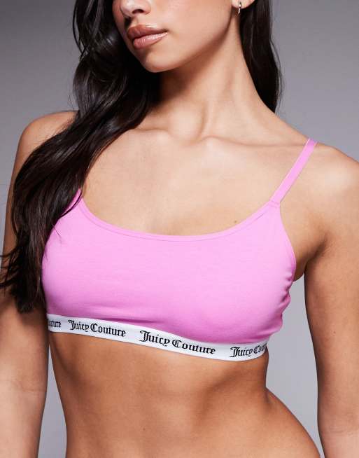 Bralette rosa intenso con cuello ancho y logo de Juicy Couture, 4 de 4