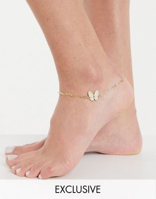 фото Браслет на ногу с массивной цепочкой и бабочкой image gang curve exclusive-золотистый