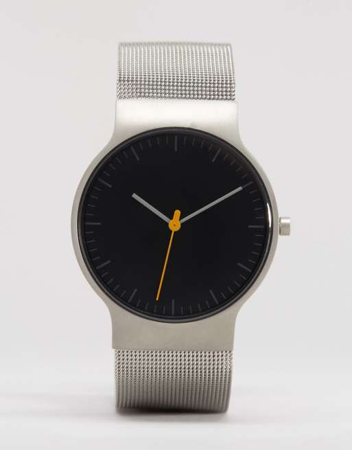 Braun Classic Mesh Watch In Silver & Black Dial