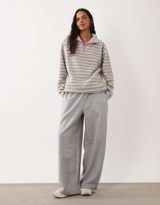 Brave Soul 1/4 zip fleece in gray, yellow and pink stripe, 2 of 4