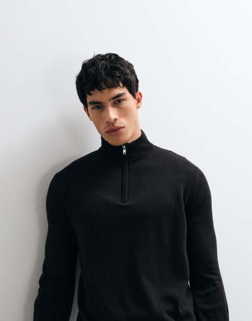 Brave Soul 1/4 zip knit sweater in black, 4 of 5