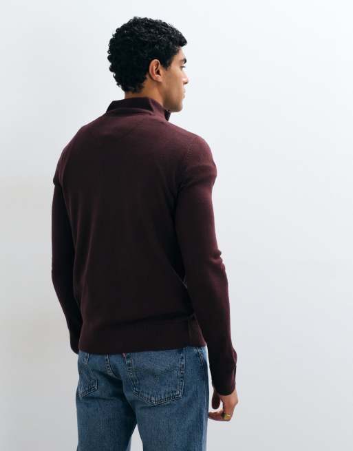 Brave Soul 1/4 zip knit sweater in oxblood, 5 of 5
