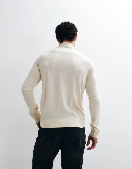 Brave Soul 1/4 zip knit sweater in stone, 3 of 5
