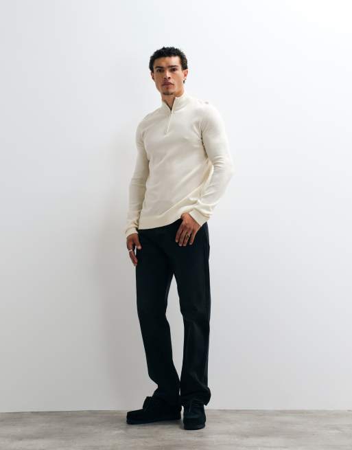 Brave Soul 1/4 zip knit sweater in stone, 4 of 5