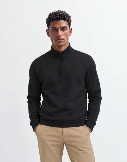 Brave Soul 1/4 zip sweatshirt in black, 6 of 9