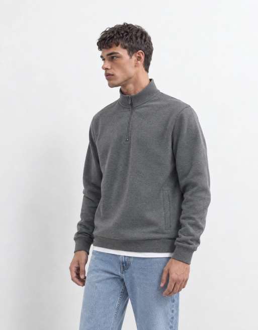 Brave Soul 1/4 zip sweatshirt in charcoal, 6 of 10