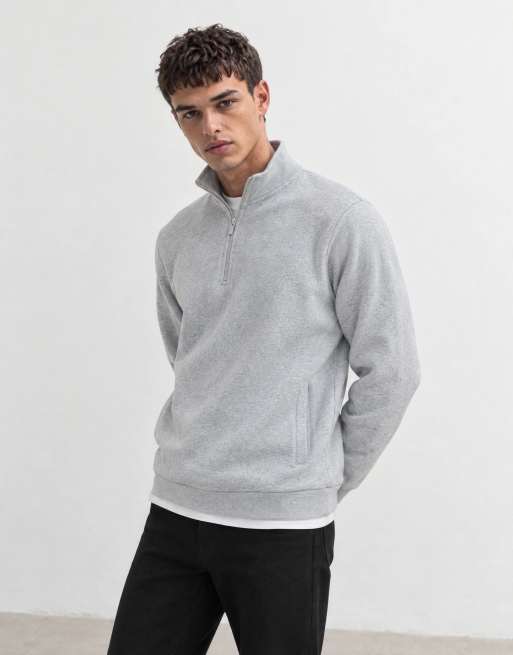 Brave Soul 1/4 zip sweatshirt in light gray, 7 of 10