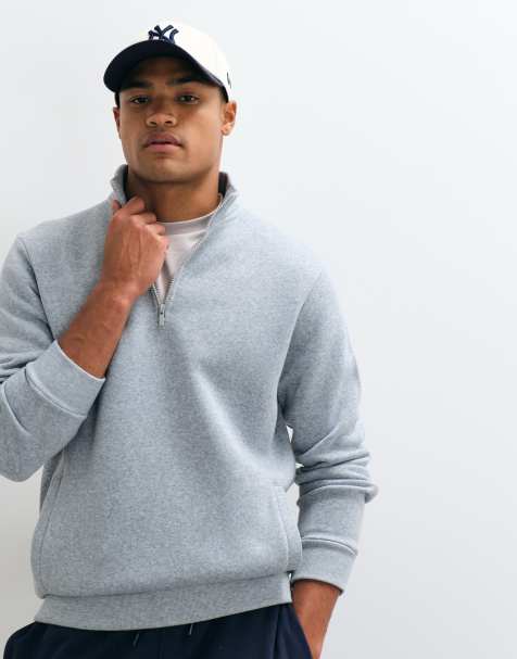 Brave Soul 1/4 zip sweatshirt in light grey - view 1