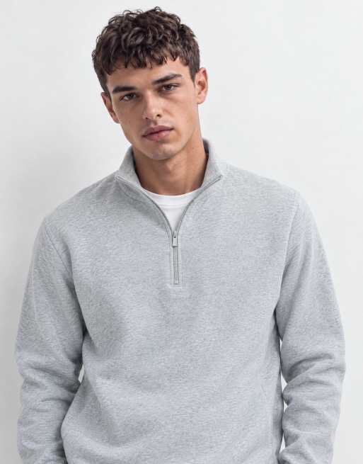 Brave Soul 1/4 zip sweatshirt in light grey, 8 of 10