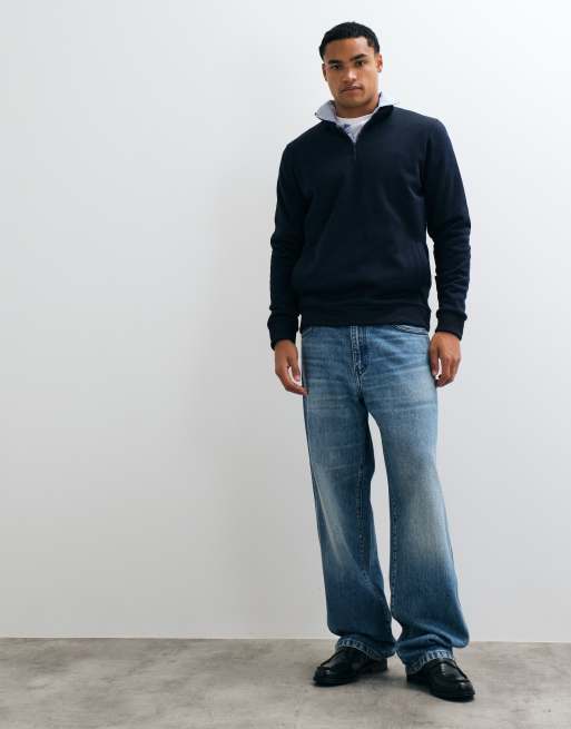 Brave Soul 1/4 zip sweatshirt in navy, 2 of 9