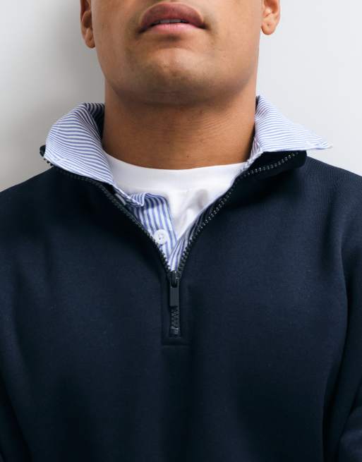 Brave Soul 1/4 zip sweatshirt in navy, 3 of 9