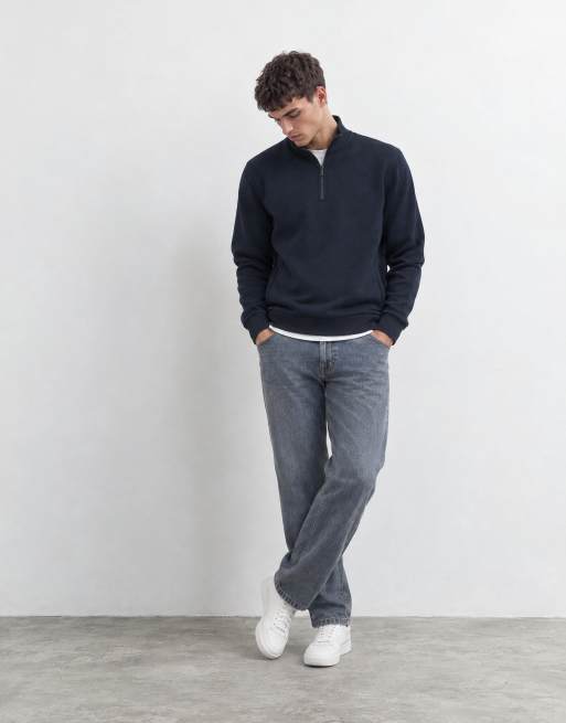 Brave Soul 1/4 zip sweatshirt in navy, 7 of 9