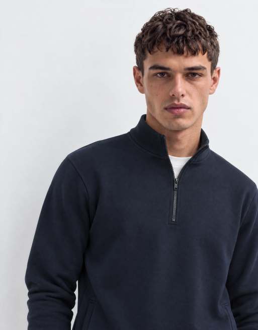 Brave Soul 1/4 zip sweatshirt in navy, 8 of 9