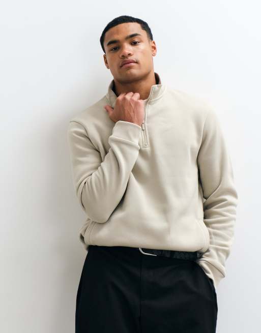 Brave Soul 1/4 zip sweatshirt in stone, 3 of 9