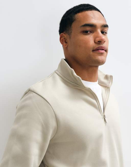Brave Soul 1/4 zip sweatshirt in stone, 4 of 9