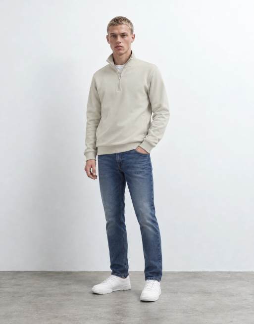 Brave Soul 1/4 zip sweatshirt in stone, 6 of 9