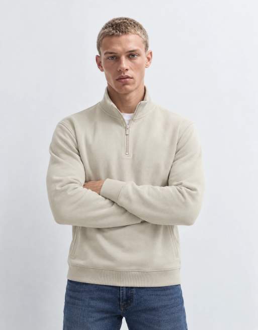 Brave Soul 1/4 zip sweatshirt in stone, 8 of 9
