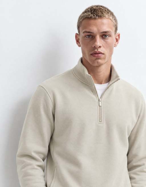 Brave Soul 1/4 zip sweatshirt in stone, 9 of 9