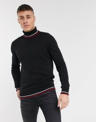 black cotton roll neck jumper