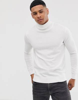 Brave Soul 100% cotton roll neck jumper in white - ASOS Price Checker