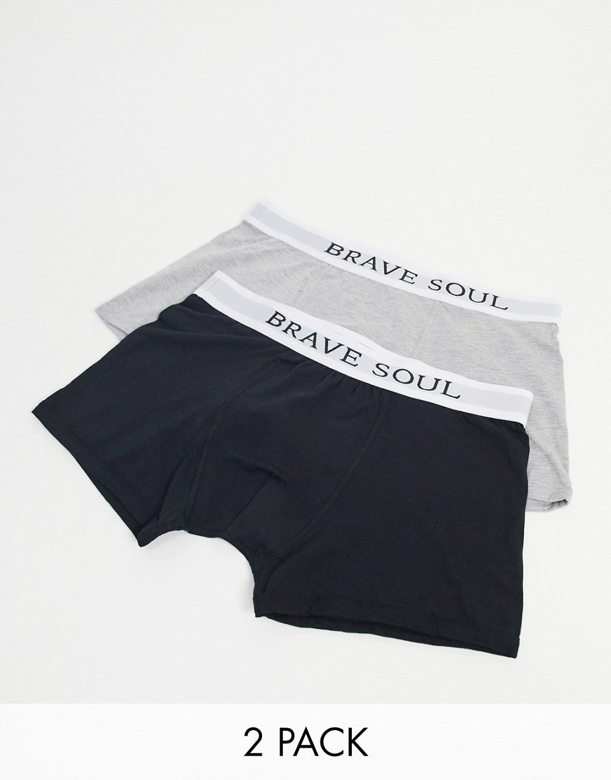 Brave Soul 2-pack boxer briefs with contrast waistband-Black