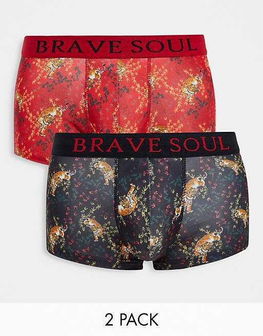 Brave Soul 2 pack boxers in cat print