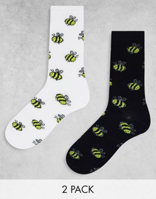 Brave Soul 2 pack buzz ankle socks in black and white