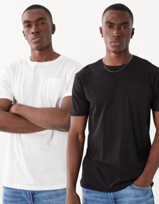 Brave Soul 2 Pack Crew Neck Jersey T-shirt With Pocket Detail-multi