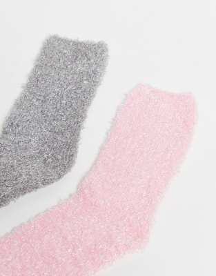 Brave Soul 2-pack Fluffy Socks In Multi