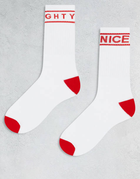 Brave Soul 2 pack naughty or nice socks in white - view 1