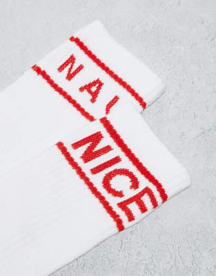 Brave Soul 2 Pack Naughty Or Nice Socks In White