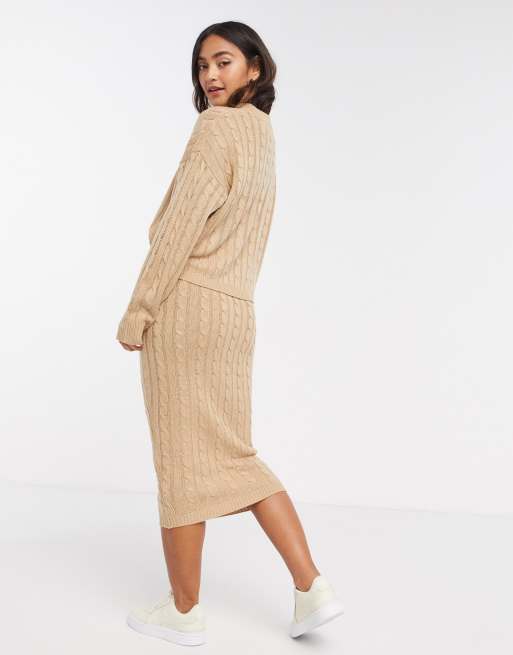 Cable knit sweater 2024 and skirt set